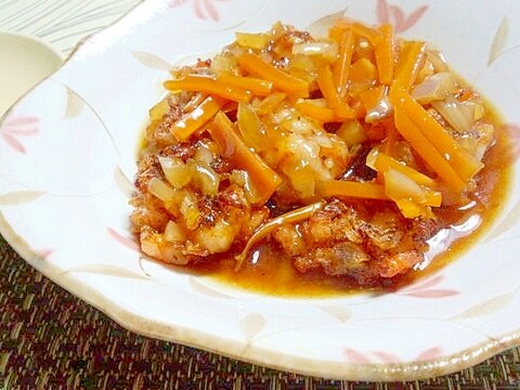 ワイルドな海老しんじょ和風あんかけ☆材料少なめ!